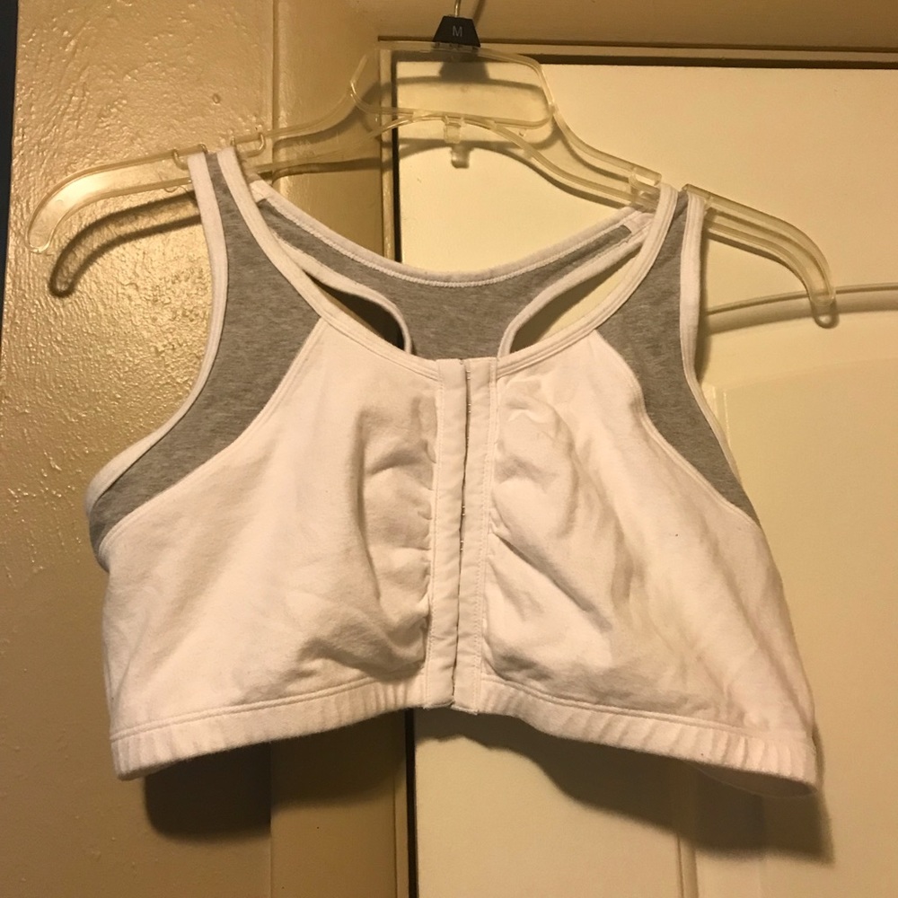 Sports Bra Size 42 Gray & White Racer Back